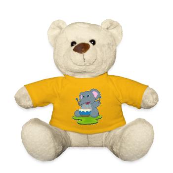 Elephant Musician Drum Music - Teddy Bear - sun yellow - Front