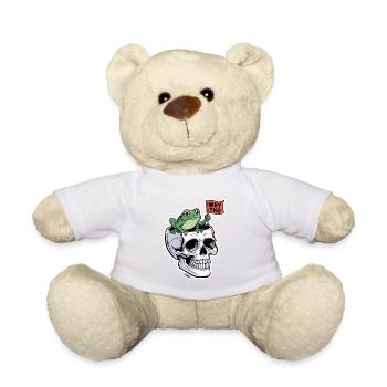 Frog on Skull: Why Tho Sticker - Teddy Bear - sun yellow - Front