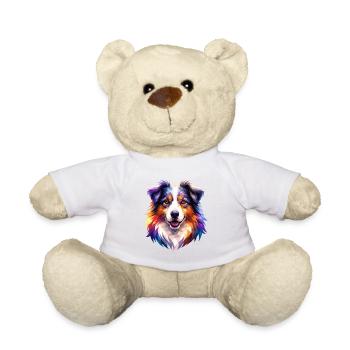 Art coloré en polygones australiens – Australian Shepherd - Nounours - jaune soleil - Devant