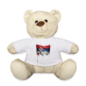 Serbien Flagge Tropfen Graffiti - Teddy - Sonnengelb - Vorne