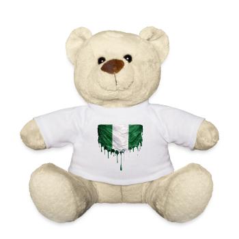 Nigerian flag in colorful paint application - Teddy Bear - sun yellow - Front