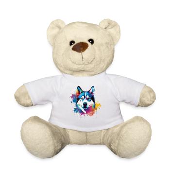 Chien coloré Husky Splash Art - Nounours - jaune soleil - Devant