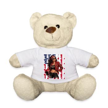  USA Rebel Biker Girl Rocker Lady Mit Totenkopf - Teddy - Sonnengelb - Vorne