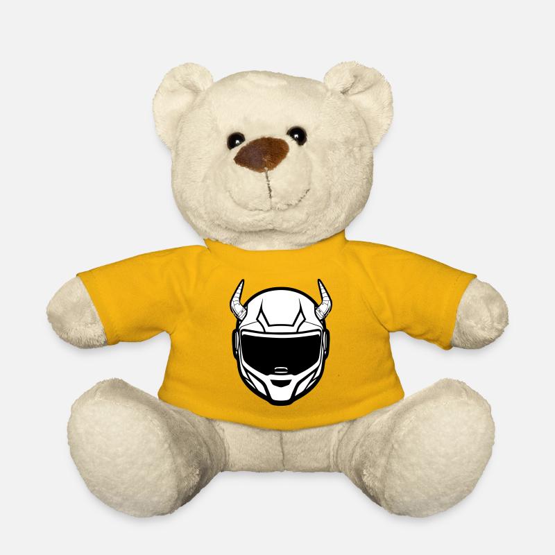 Motocross Motorradhelm mit zwei Hörnern - Teddy - Sonnengelb