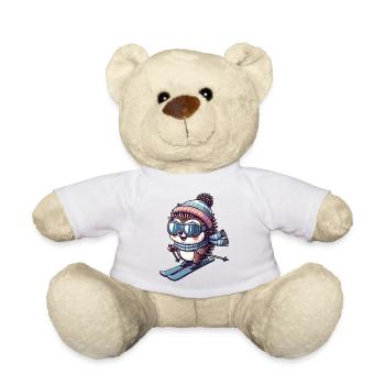 Cute Hedgehog Skier Winter Sports Cartoon Skiing - Teddy Bear - sun yellow - Front