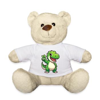 Cute Dino T-Rex Cartoon Peace Laughing Joy - Teddy Bear - sun yellow - Front