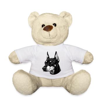 Elegant Black and White Husky Illustration - Teddy Bear - sun yellow - Front