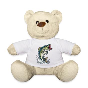 Bass Splash Fishing Illustration  - Teddy Bear - sun yellow - Front