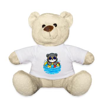Kleines Kätzchen mit buntem Schwimmreifen - Teddy - Sonnengelb - Vorne