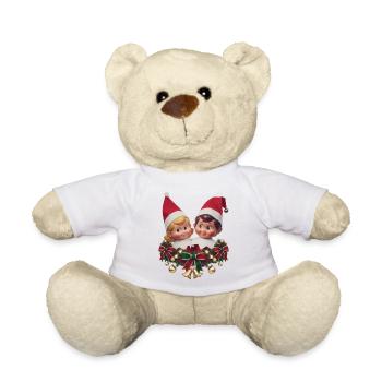 Süßer und festlicher Elf Duo Weihnachtspullover - Teddy - Sonnengelb - Vorne