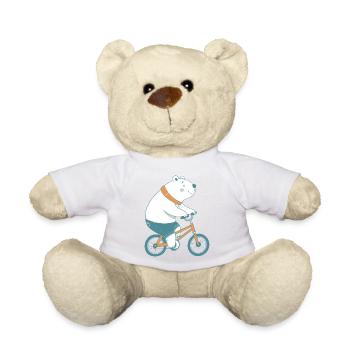 Polar Bear on Orange Bike - Teddy Bear - sun yellow - Front