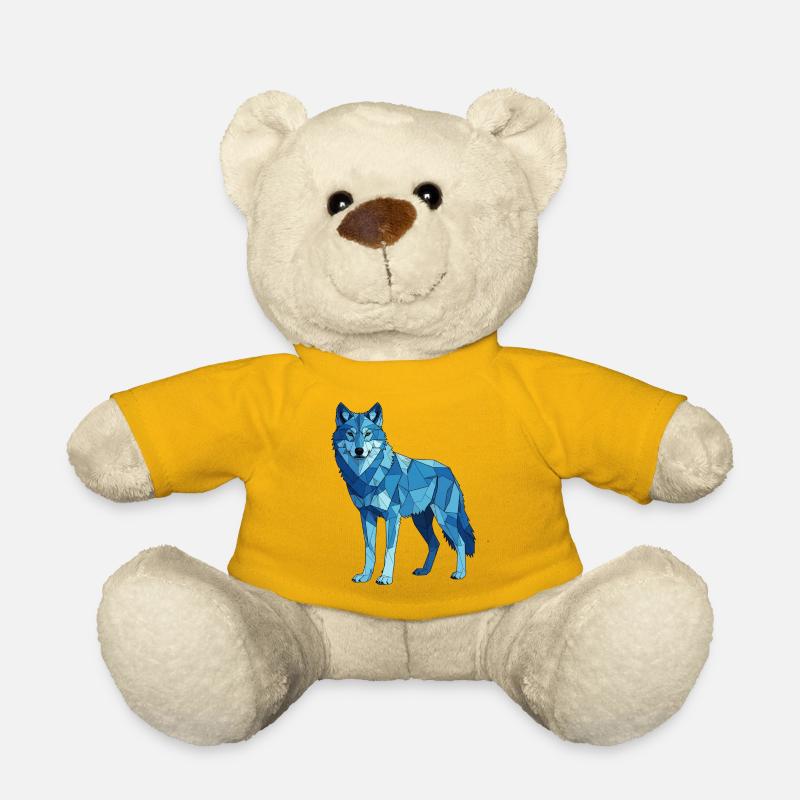 Blauer Polygonwolf - Teddy - Sonnengelb