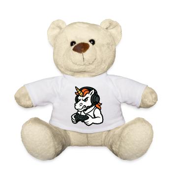 Fierce Unicorn Gamer Mascot with Headset - Teddy Bear - sun yellow - Front