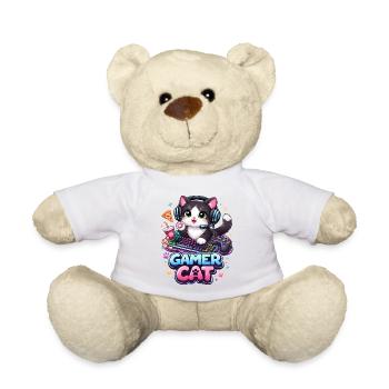 Gamer Cat - Kawaii Katze mit Headset & Tastatur - Teddy - Sonnengelb - Vorne