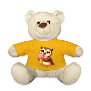 Süße Eule mit Eiskrone Sommer Cartoon König  - Teddy Bear - sun yellow - Front