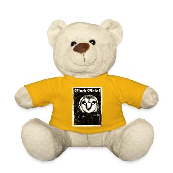 Black Metal Owl - Teddy Bear - sun yellow - Front