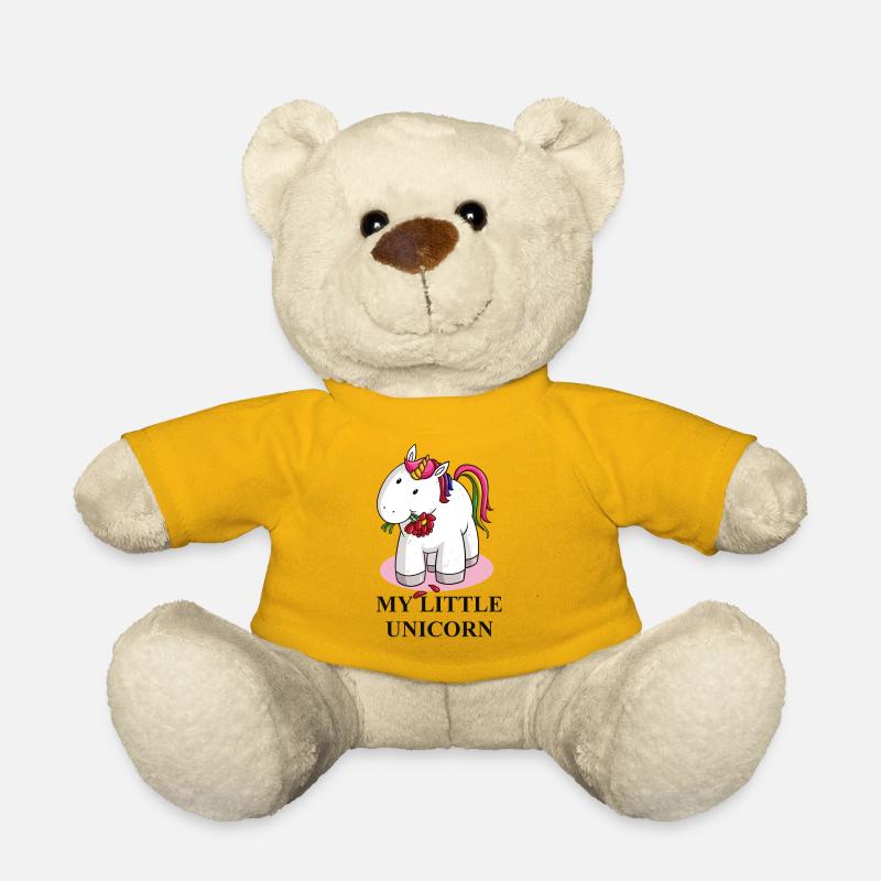 Kuscheliges Einhorn mit Blütenkranz - Teddy - Sonnengelb