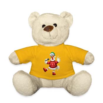 Holiday Singing Hen Sweater - Teddy Bear - sun yellow - Front