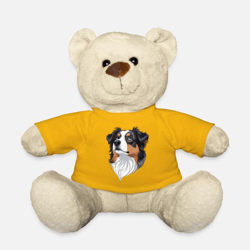 Portrait de berger australien - Nounours - jaune soleil