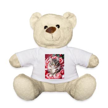 Chat de Noël entre des couronnes de bonbons - Nounours - jaune soleil - Devant