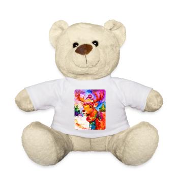 Renne avec chapeau à pompon - Nounours - jaune soleil - Devant