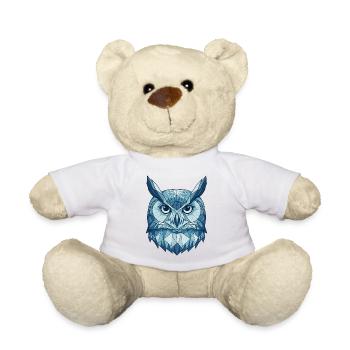 Polygon Style Geometric Owls Blue - Teddy Bear - sun yellow - Front
