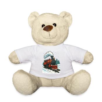 Winterliche Dampflok Comic - Teddy - Sonnengelb - Vorne