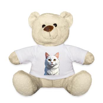 White Cat - Teddy Bear - sun yellow - Front