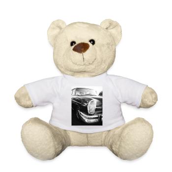 Automobile vintage en noir et blanc - Nounours - jaune soleil - Devant