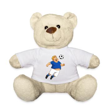 Fußballspieler springt  zum Ball - Teddy - Sonnengelb - Vorne