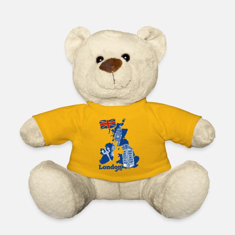 London Skyline Blue Map Tee - Teddy Bear - sun yellow