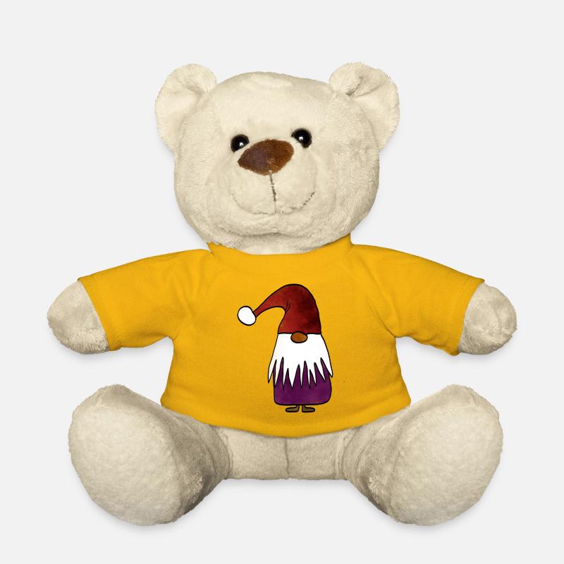 Kreativer Weihnachtsgnom mit farbverfremdetem Hut - Teddy - Sonnengelb