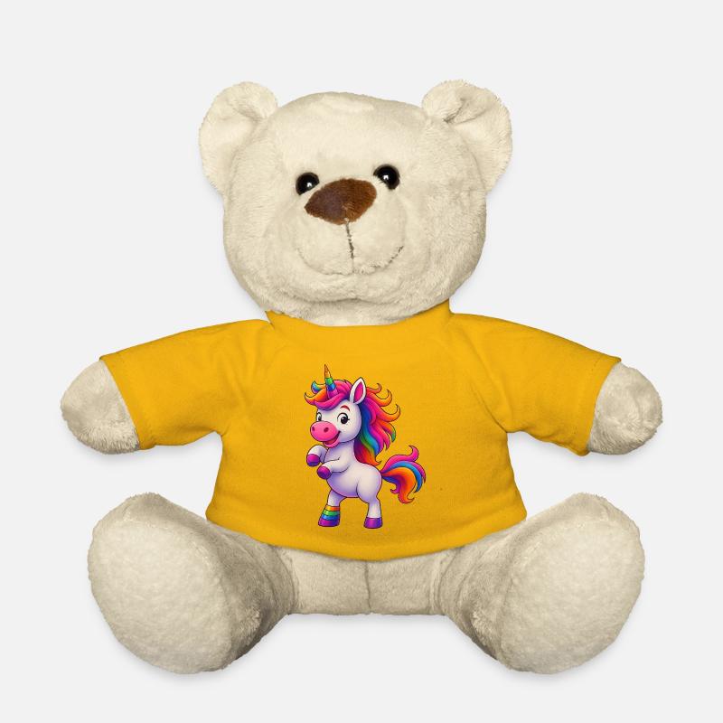 Colorful unicorn with rainbow mane - Teddy Bear - sun yellow