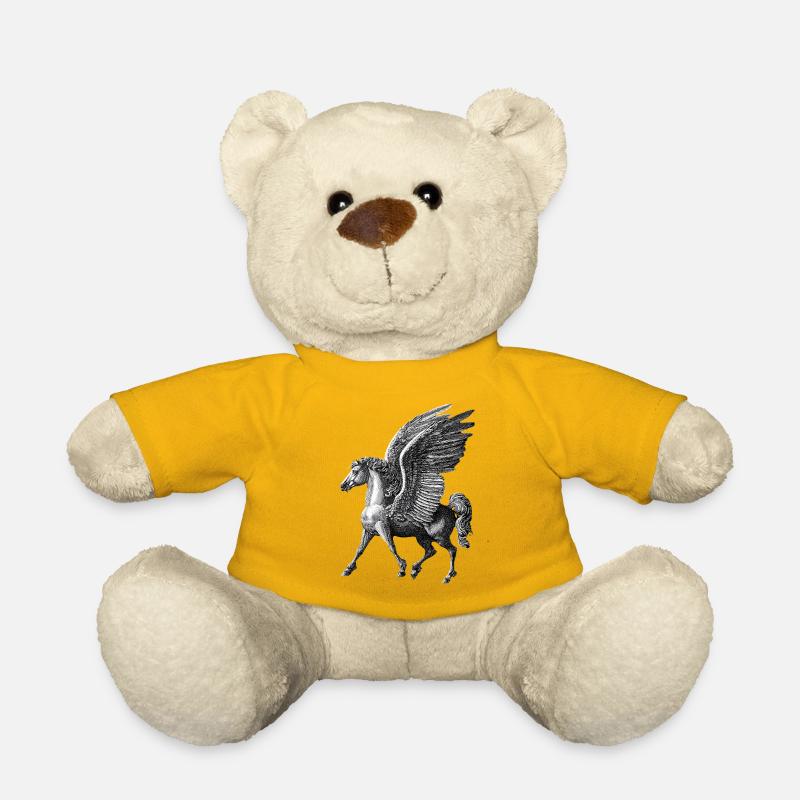 Winged Pegasus – Mythological Engraving - Teddy Bear - sun yellow