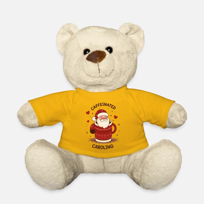 Süßer Kaffeetrinkender Weihnachtsmann - Teddy - Sonnengelb