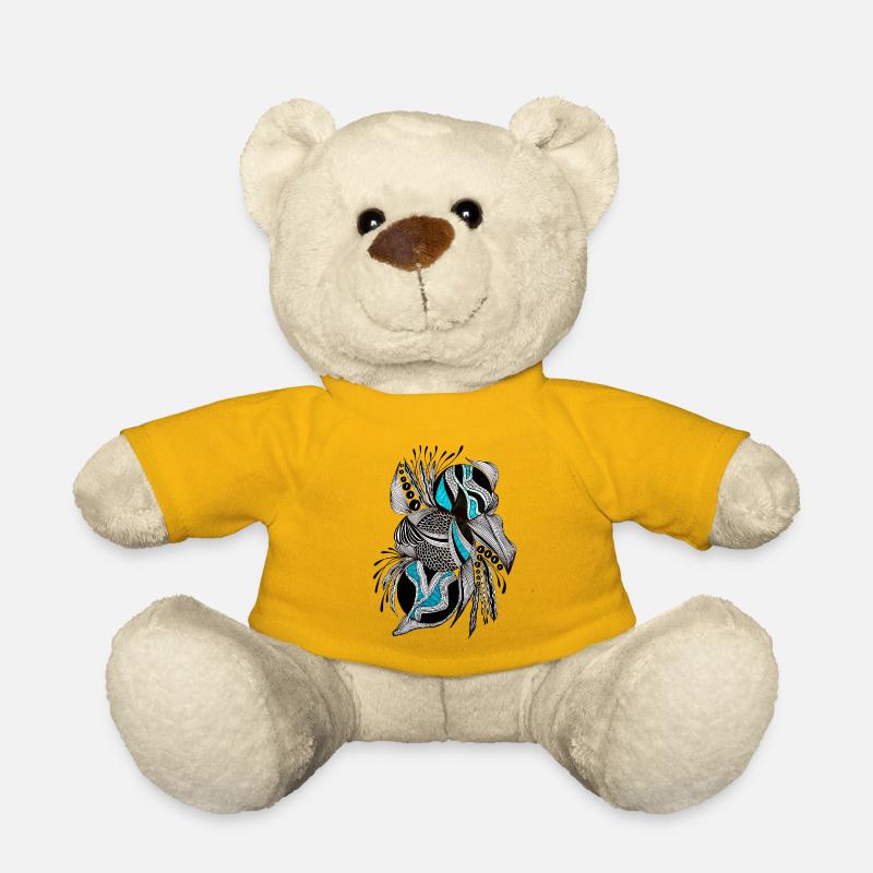 BlackTurquoise Scale Pattern - Teddy Bear - sun yellow
