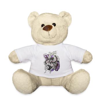 Op Art Purple Spiral Pattern - Teddy Bear - sun yellow - Front
