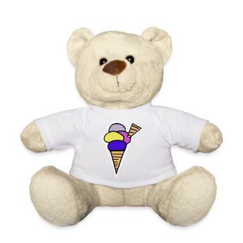 Eiswaffel Eiscreme Eis Kinder Retro - Teddy Bear - sun yellow - Front