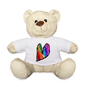 Rainbow Heart Doodle Art - Teddy Bear - sun yellow - Front