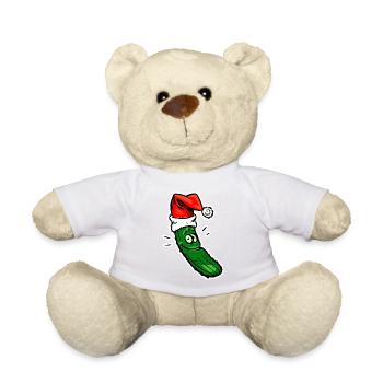 Weihnachtsgurke mit Santa Muetze - Teddy - Sonnengelb - Vorne