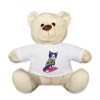 Chat en pull vert - Nounours - jaune soleil - Devant