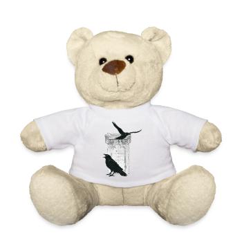 Kolkraben mit Grabstein, Halloween Outfit - Teddy - Sonnengelb - Vorne