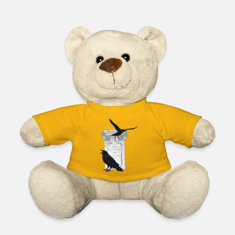 Kolkraben mit Grabstein, Halloween Outfit - Teddy - Sonnengelb