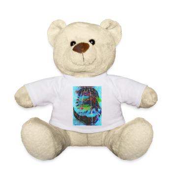 Abstraktes Porträt in lebendigen Farben - Teddy - Sonnengelb - Vorne