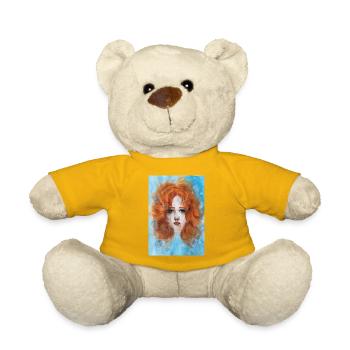 Redhead Woman Portrait Mermaid with Bubbles - Teddy Bear - sun yellow - Front