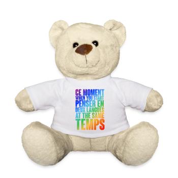 Multilingual thinking motif in color gradient - Teddy Bear - sun yellow - Front