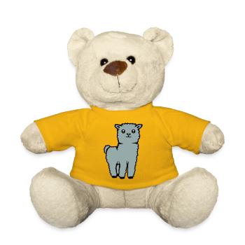 Cute Alpaca Llama Animal Soft Fluffy Comic - Teddy Bear - sun yellow - Front