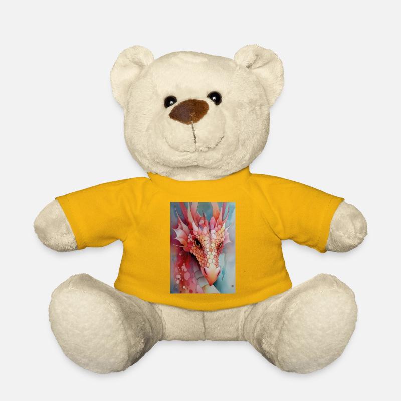 Rosa Mosaik Aquarell Drache - Teddy - Sonnengelb