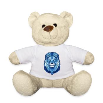 Blue Geometric Lion - Teddy Bear - sun yellow - Front