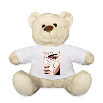 Abstract Face Portrait Cracked Surreal Desert - Teddy Bear - sun yellow - Front